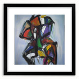 Abstract splatter art frame in black with a mat, showcasing vibrant paint splashes in various colors. Perfect for modern home decor as a bold statement piece.