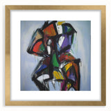 Abstract splatter art frame with mat in gold, showcasing vibrant colors and dynamic patterns, perfect for modern home decor or gallery wall display.
