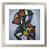 Abstract splatter art frame with a silver mat, showcasing vibrant colors and dynamic patterns, perfect for modern home decor or gallery display.
