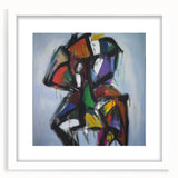 Abstract splatter wall art frame with a white mat, showcasing vibrant colors and dynamic patterns, perfect for modern home decor or artistic displays.