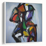 Framed canvas artwork showcasing an abstract splatter design in vibrant colors, viewed from the side against a white background, ideal for modern home decor.