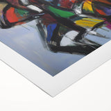 Abstract splatter design on rolled canvas showcasing vibrant colors and dynamic patterns, ideal for modern home decor. Packaged securely in a cardboard tube for safe shipping. Perfect for art enthusiasts and contemporary interior design.