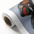 Abstract splatter art on rolled canvas, showcasing vibrant colors and dynamic shapes, perfect for modern home decor. Packaged securely in a cardboard tube for safe delivery.
