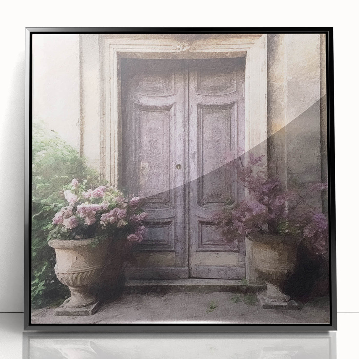 Large abstract wall art featuring mid-century modernist style, acrylic print in black frame, ideal for modern art wall decor.