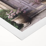 Art deco poster featuring an ornate French door design in muted gold and white tones on a rolled canvas.