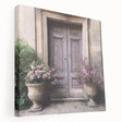 Large stretched canvas featuring a side view of a French door design, in muted earth tones, suitable for kitchen wall art.