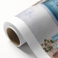 Art Deco poster of a Greek architecture door in soft pastel shades on rolled canvas, ideal for nursery wall art.
