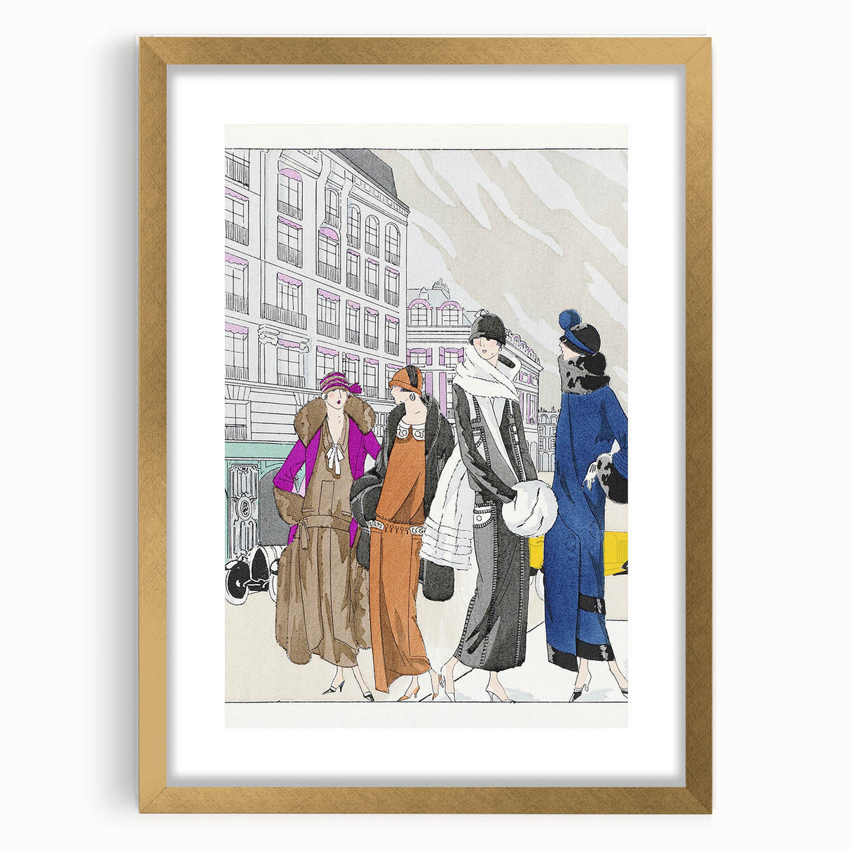 Chic Art Deco Wall Art – 1920s Fashionable Street Scene Illustration