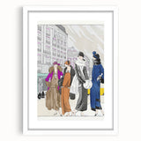 Chic Art Deco Wall Art – 1920s Fashionable Street Scene Illustration