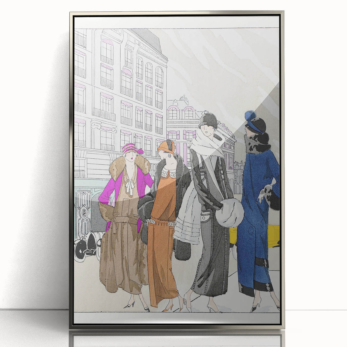 Chic Art Deco Wall Art – 1920s Fashionable Street Scene Illustration