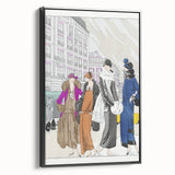 Chic Art Deco Wall Art – 1920s Fashionable Street Scene Illustration