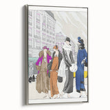 Chic Art Deco Wall Art – 1920s Fashionable Street Scene Illustration