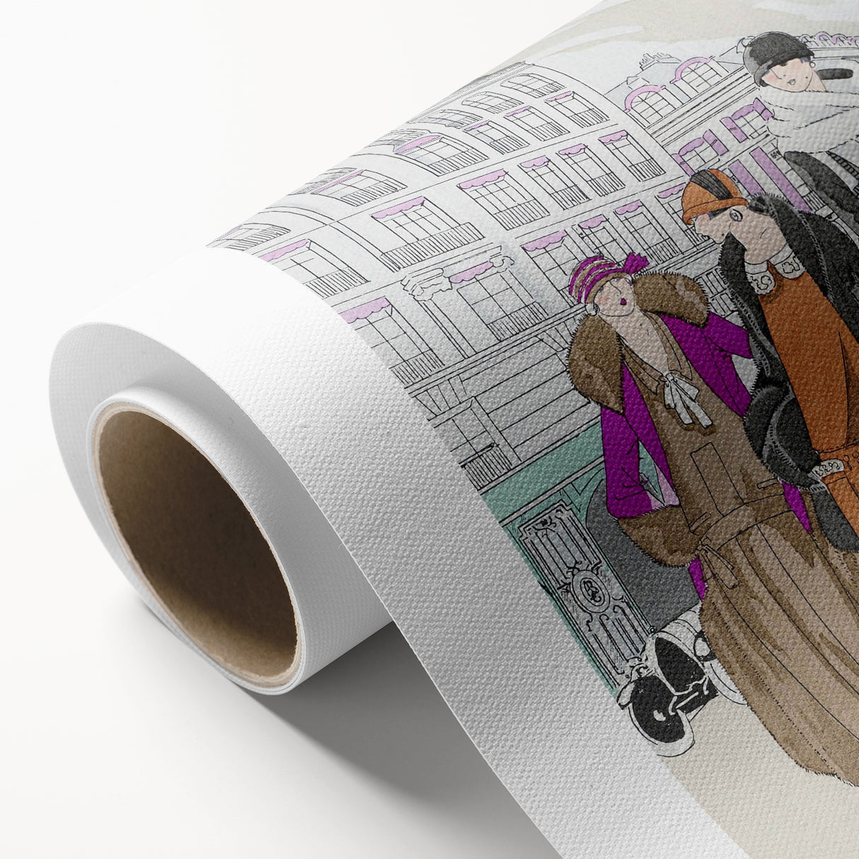 Chic Art Deco Wall Art – 1920s Fashionable Street Scene Illustration