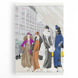 Chic Art Deco Wall Art – 1920s Fashionable Street Scene Illustration