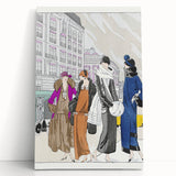 Chic Art Deco Wall Art – 1920s Fashionable Street Scene Illustration