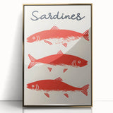 Large art print of colorful abstract dishes in gold frame, mid-century modernist style, suited for nursery wall art.