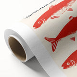 Art deco poster featuring an array of colorful dishes on rolled canvas, suitable for dining room or nursery wall art.