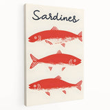 Large stretched canvas featuring a colorful abstract design of dishes, ideal for kitchen wall art.