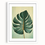 Framed wall art showcasing a vibrant floral and botanical design with green leaves, presented in a white mat, perfect for home decor enhancement.