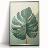 Framed wall art featuring a vibrant floral design with intricate leaves, set in a sleek black frame, perfect for adding a touch of nature-inspired decor to any room.