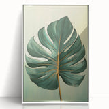 Framed wall art featuring a vibrant floral design with green leaves and colorful flowers, set against a white background, perfect for home decor.