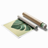 Colorful wall art print featuring a floral and botanical design with vibrant flowers and lush green leaves, presented as a rolled canvas ready for framing.