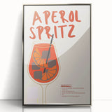 Mid-century modernist art deco poster featuring a stylized food and drink motif in silver and black tones, framed in acrylic.