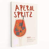 Large stretched canvas featuring assorted drink and food items in a colorful, pop art style, ideal for kitchen wall decor.