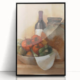 Large abstract wall art featuring assorted fruits in vibrant colors on a black acrylic framed print.