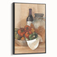 Black and white vintage poster art on framed canvas depicting a landscape with fruit, ideal for bedroom wall decor.