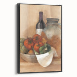 Black and white vintage poster art on framed canvas depicting a landscape with fruit, ideal for bedroom wall decor.