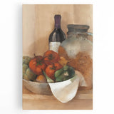 Large black and white stretched canvas featuring assorted fruits, ideal for kitchen wall art.