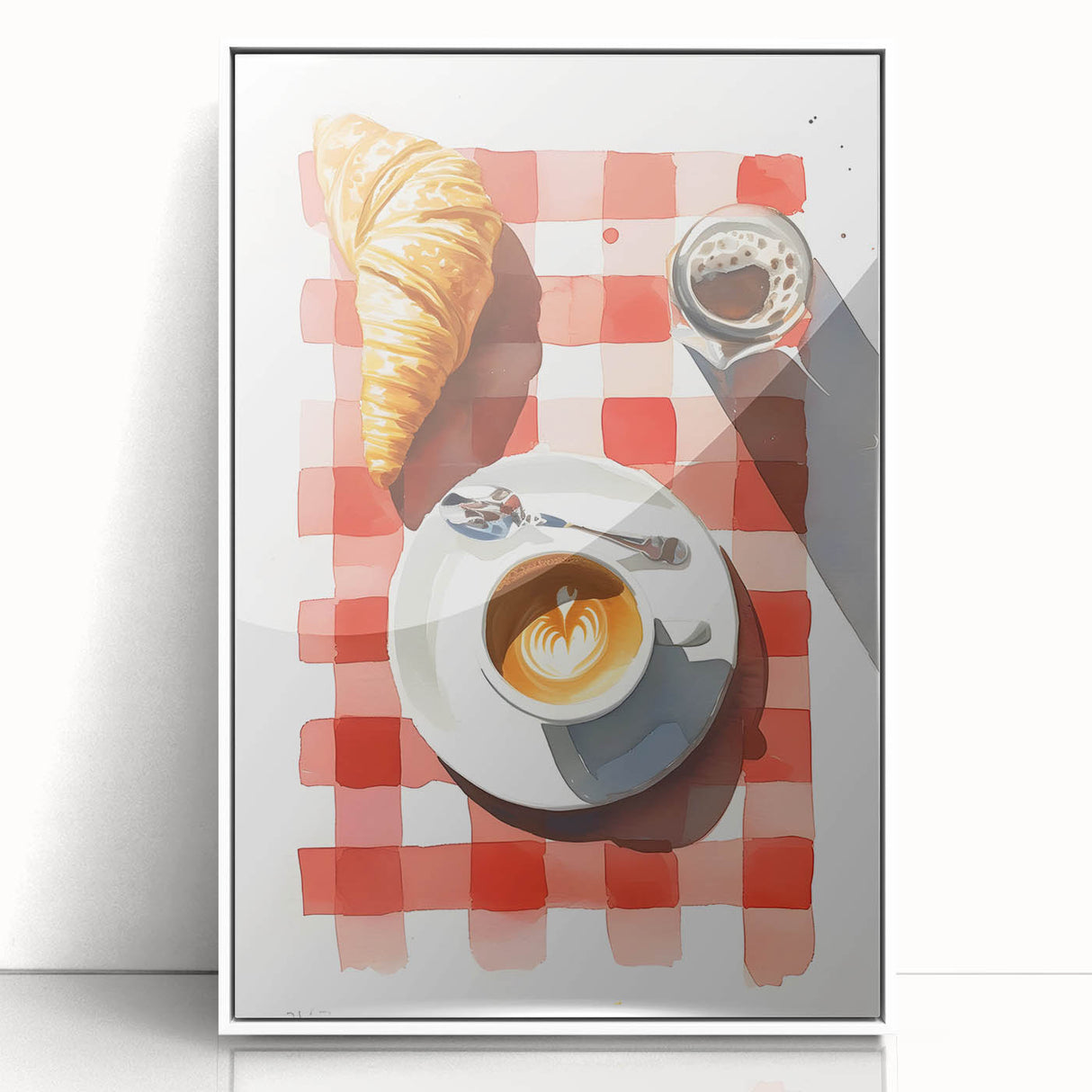 Art deco poster featuring an array of pastries in muted pastel colors, framed in white acrylic, ideal for nursery wall art.