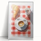 Art deco poster featuring an array of pastries in muted pastel colors, framed in white acrylic, ideal for nursery wall art.