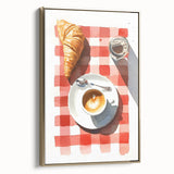 Framed canvas featuring vintage poster art of pastries, set against a black background, ideal for bedroom wall decor.