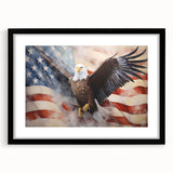 Soaring Eagle & USA Flag - American Flag Wall Art