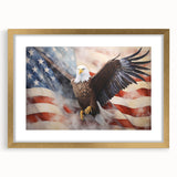 Soaring Eagle & USA Flag - American Flag Wall Art
