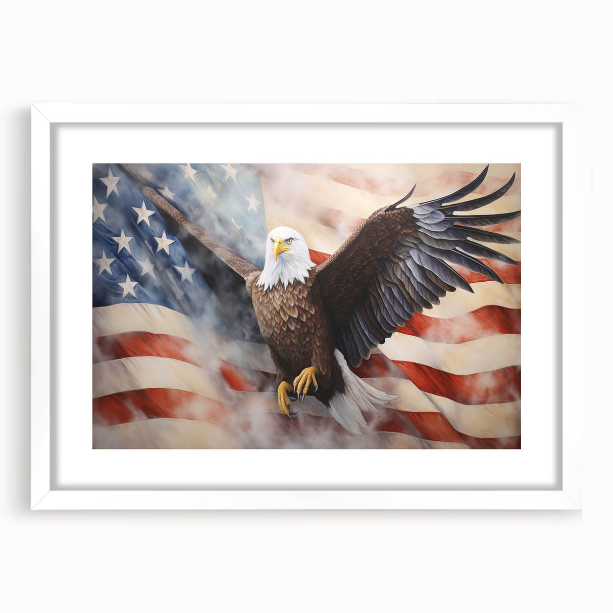 Soaring Eagle & USA Flag - American Flag Wall Art