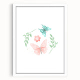 Butterfly and Floral Girls Room Wall Art – Nursery Print