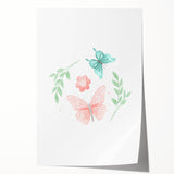 Butterfly and Floral Girls Room Wall Art – Nursery Print