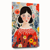 Framed Canvas Art for Children – Floral Girl Kids Room Decor