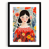 Framed Canvas Art for Children – Floral Girl Kids Room Decor