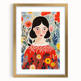 Framed Canvas Art for Children – Floral Girl Kids Room Decor