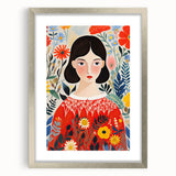 Framed Canvas Art for Children – Floral Girl Kids Room Decor