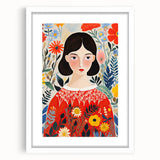 Framed Canvas Art for Children – Floral Girl Kids Room Decor