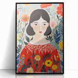 Framed Canvas Art for Children – Floral Girl Kids Room Decor
