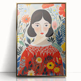 Framed Canvas Art for Children – Floral Girl Kids Room Decor