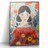 Framed Canvas Art for Children – Floral Girl Kids Room Decor