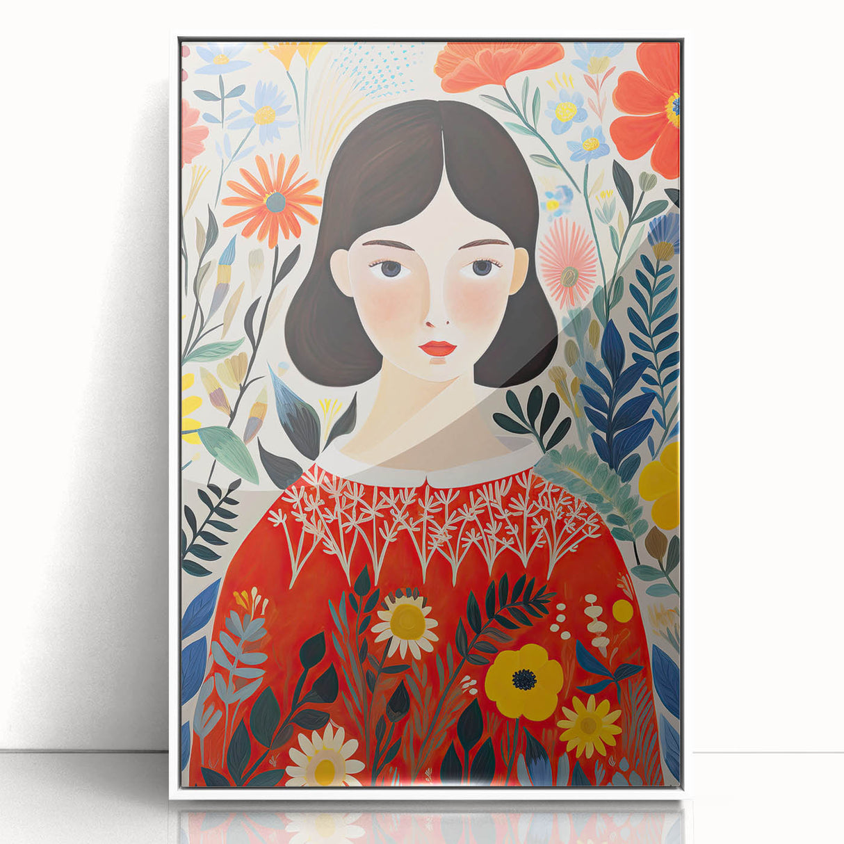 Framed Canvas Art for Children – Floral Girl Kids Room Decor