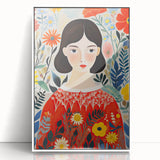 Framed Canvas Art for Children – Floral Girl Kids Room Decor